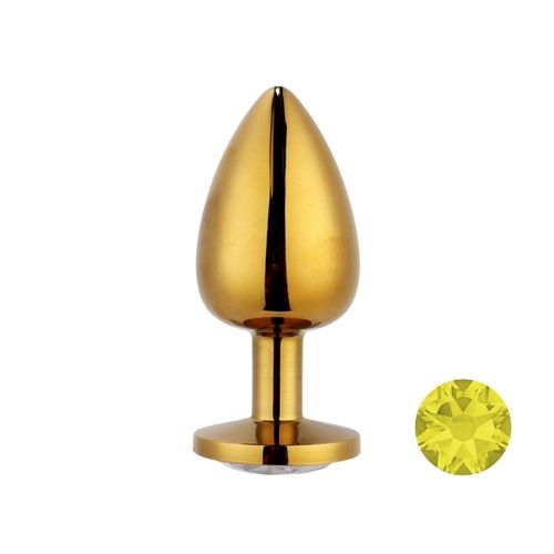 MPA1302-P - Plug Anal P Dourado com Pedra Amarela