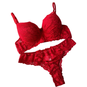 Conjunto Bojo Rendado Vermelho