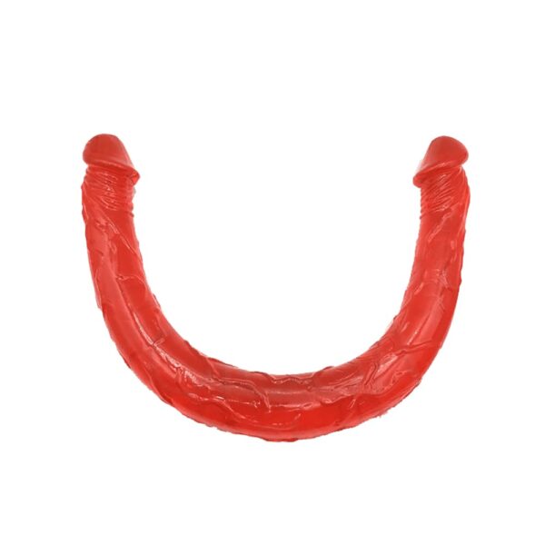 Penetrador com Ponta Dupla Veias Salientes e Glande – Double Dong – Vermelho