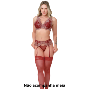 Conjunto Renda Cinta Liga e Calcinha