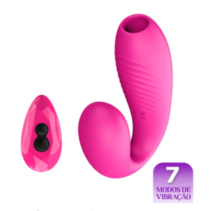 Vibrador de Casal Flexível Sugador e Controle Remoto