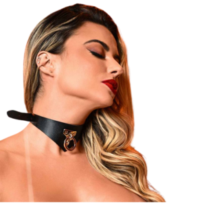 Choker de Couro PU com detalhes em Metal
